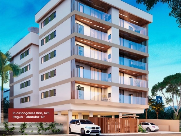 Fachada - Apartamento na Planta Cita di Perugia na Praia do Itagua em Ubatuba