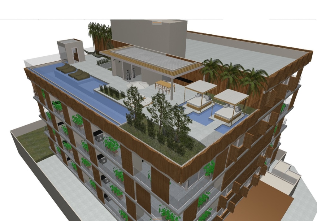 Fachada e lazer - Apartamento na Planta - Waimea 250 - construtora DS2 - Praia das Toninhas - Ubatuba