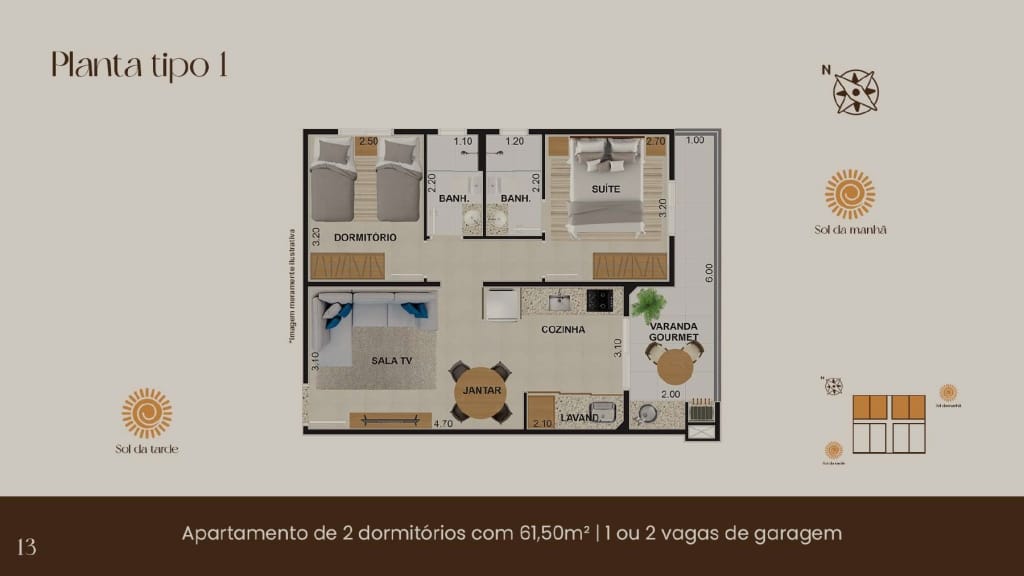 Apartamento tipo 1_apartamento na planta_ Ubatuba_Tahiti Residence