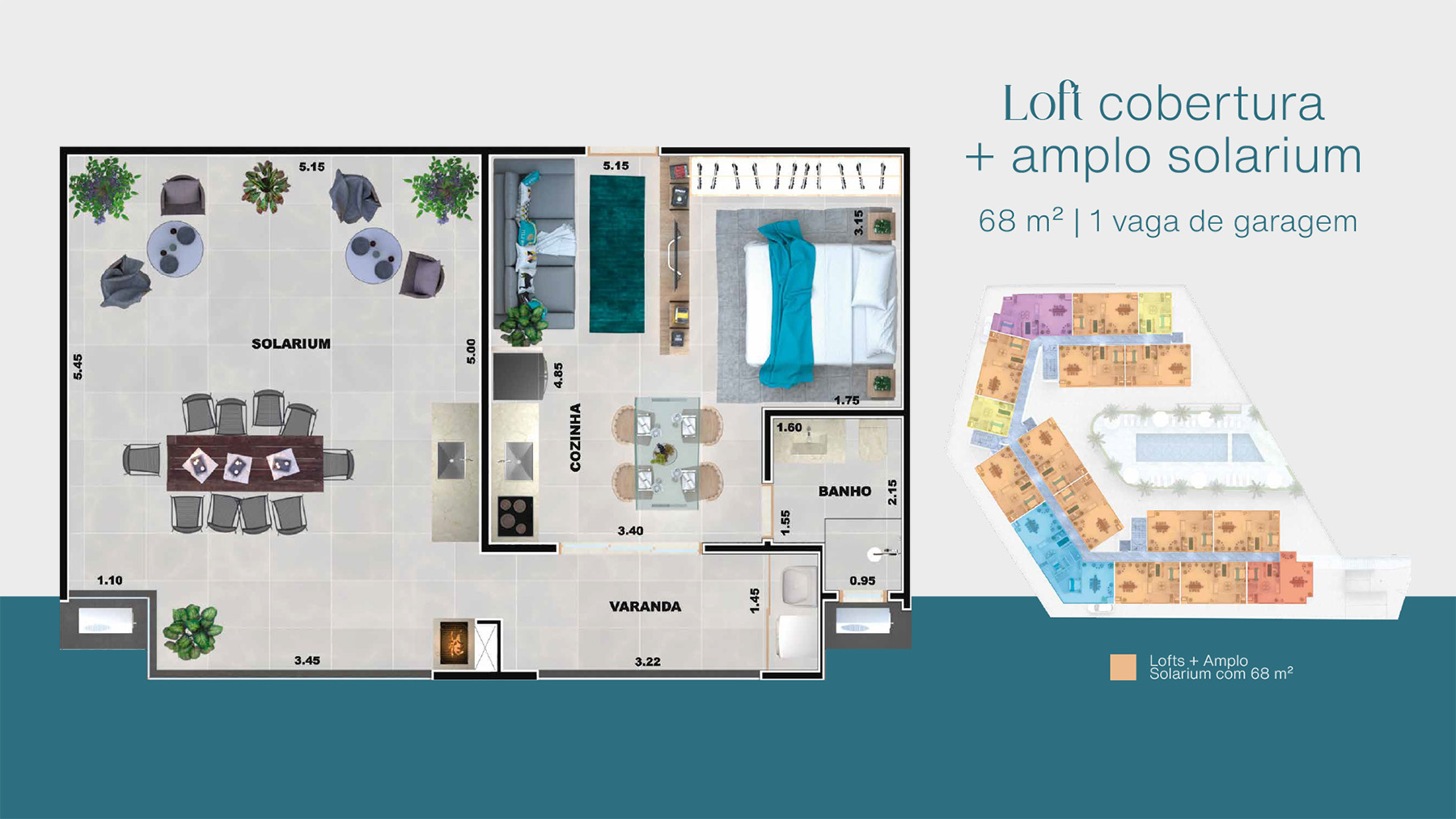 Planta_Lofts_Cobertura__68m2_Cobertura_Lançamento Aruba - Praia Grande - Ubatuba - Apartamento na Planta