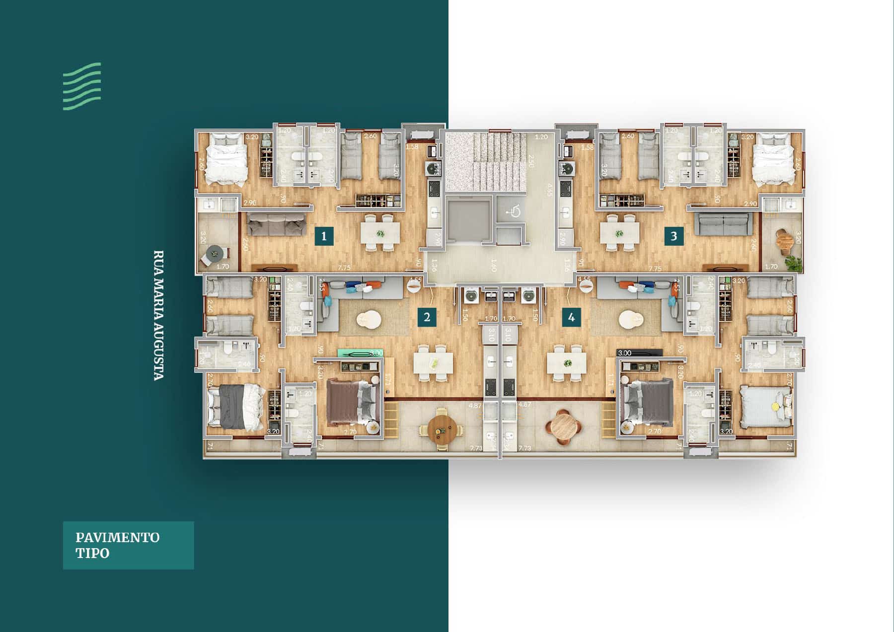 implantação do Apartamento na planta em Ubatuba - Citta de Lucca na praia do Itagua