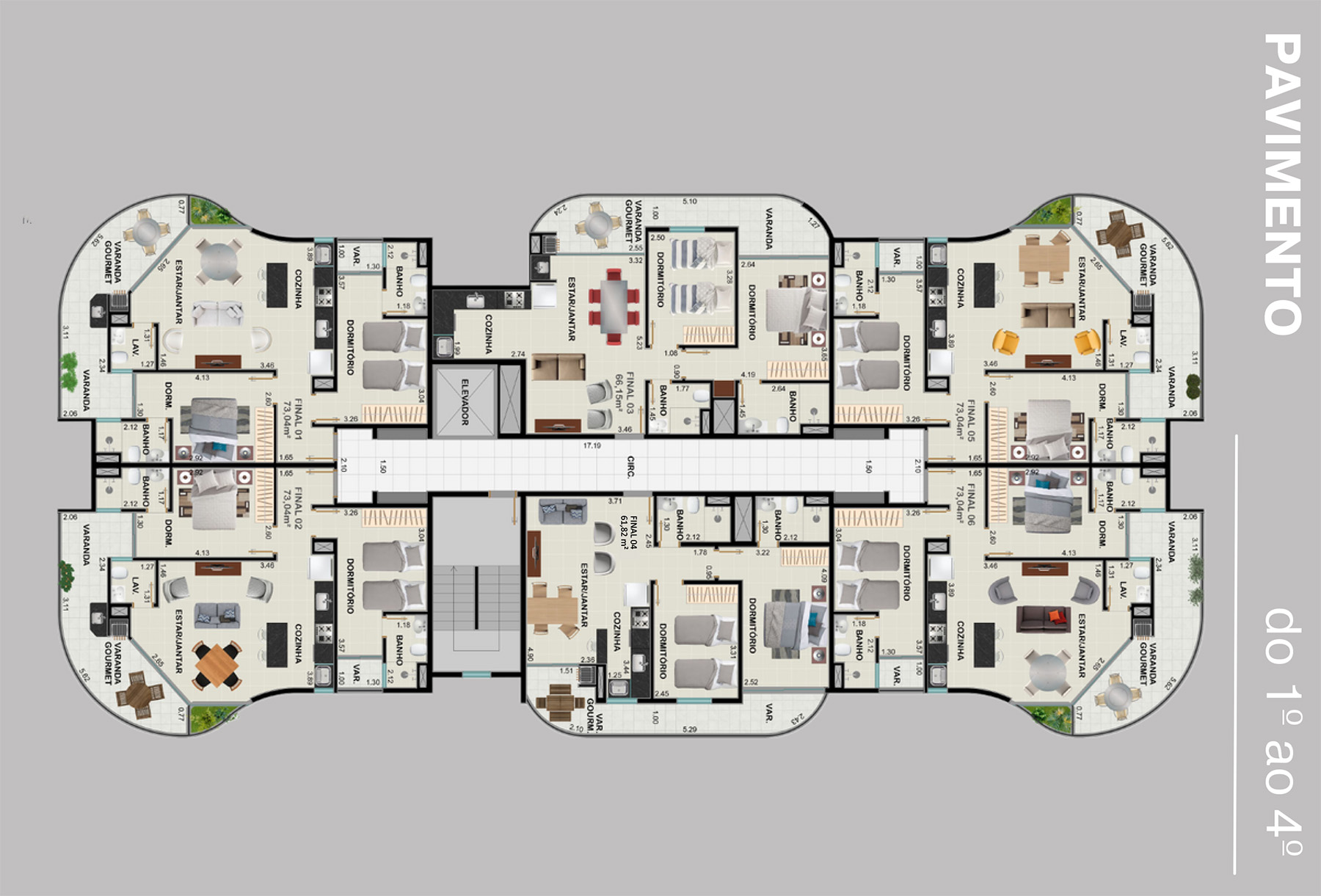 localizacao dos apartamentos dentro do empreendimento - Apartamento na Planta Abitare Ocean Art na Praia do Itagua