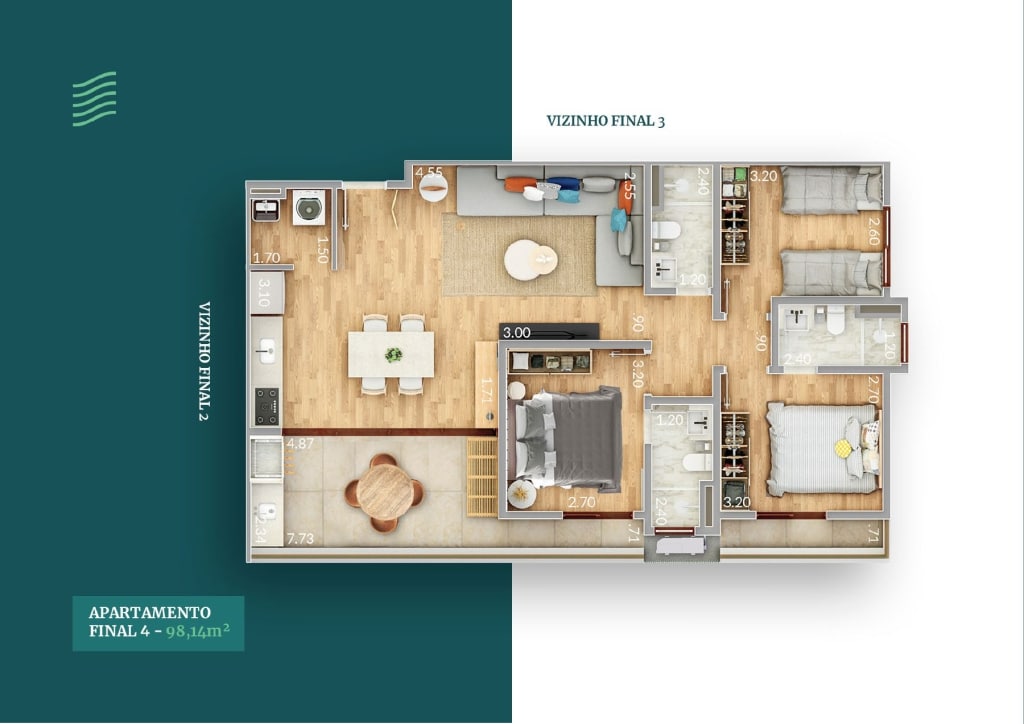 planta final 4 do Apartamento na planta em Ubatuba - Citta de Lucca na praia do Itagua