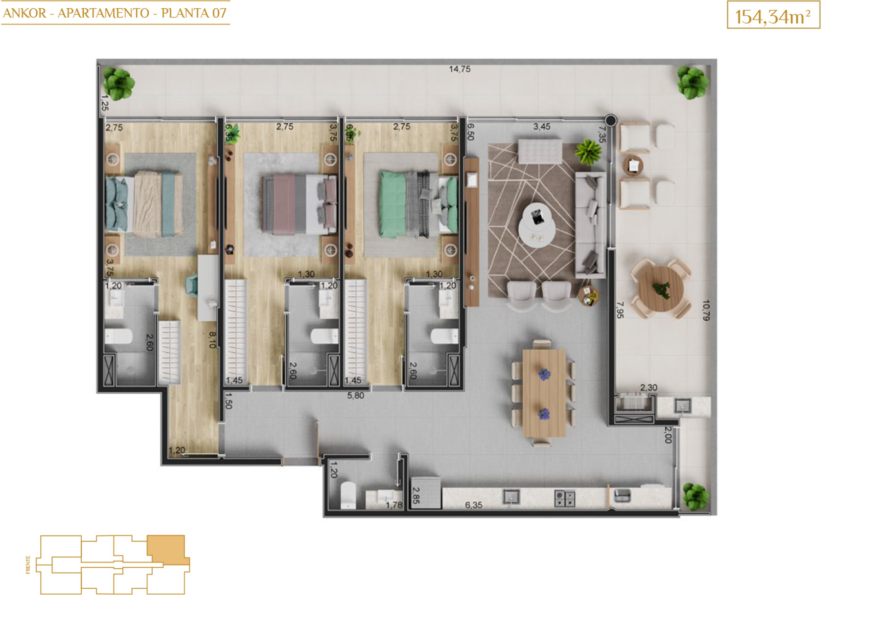 Apartamento 207 - Lançamento Imobiliário alto padrão Ankor Residence na Praia do Itagua em Ubatuba