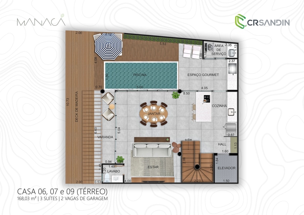 Planta Térreo - Casa do Condominio Residencial Manacá - Tenório em Ubatuba