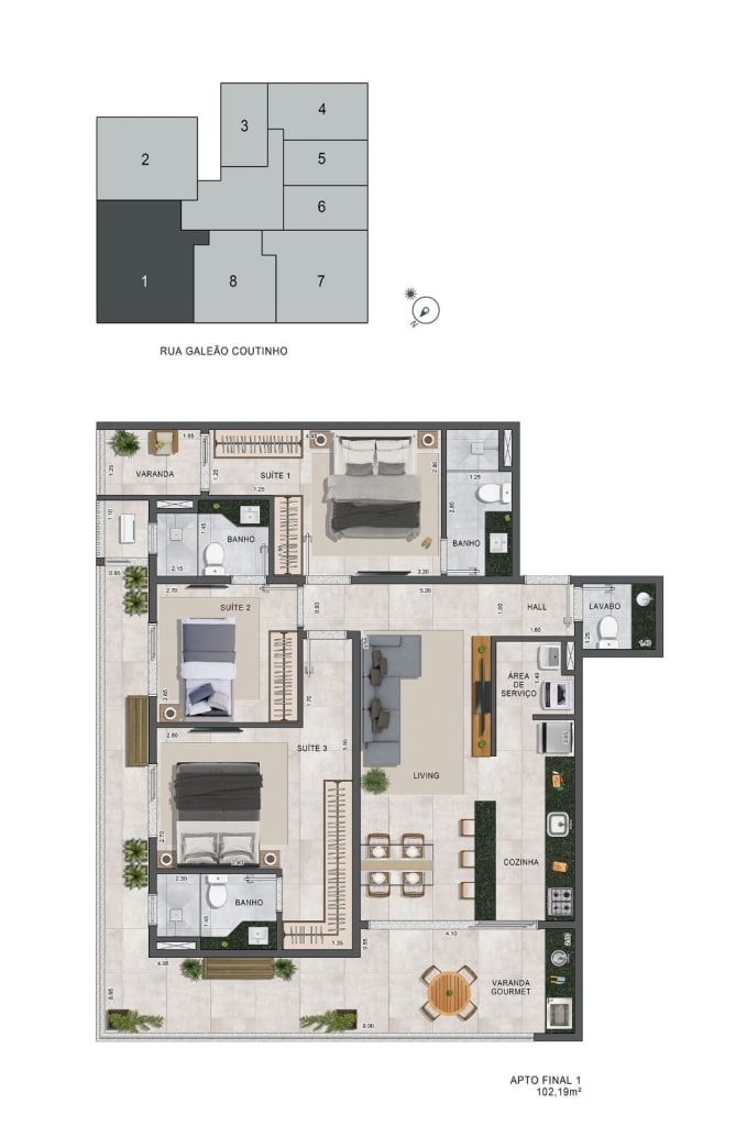 Planta Final 1 - Mayer Residence - Apartamento na Planta em Ubatuba - Praia do Itagua