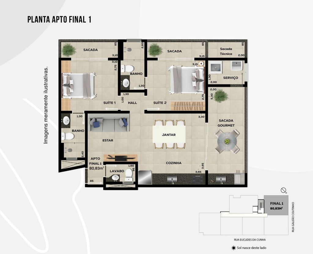 Final 1 de 80,83 m2_Residencial Mangostin_Apartamento na Planta_Bairro do Itagua em Ubatuba