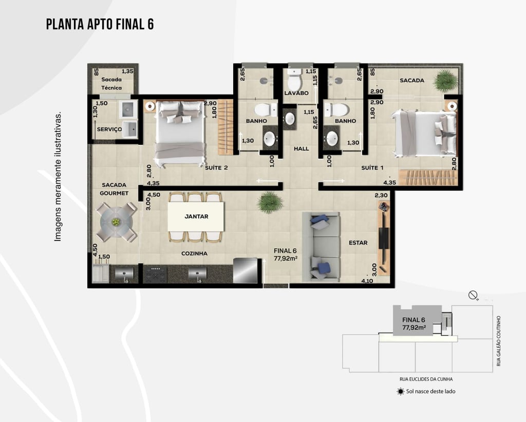 Final 6 de 77,92 m2_Residencial Mangostin_Apartamento na Planta_Bairro do Itagua em Ubatuba