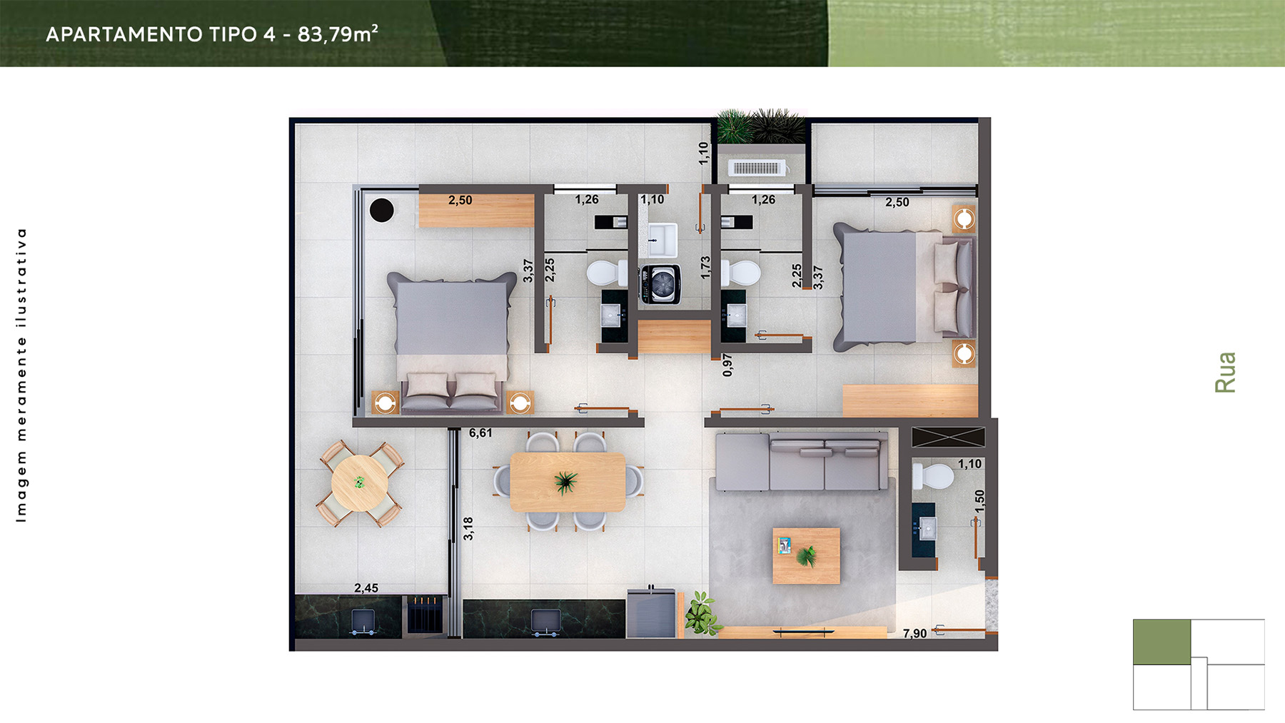 Planta-apartamento tipo 4_Viva_Residencial_Apartamento na Planta_Bairro do Itagua em Ubatuba