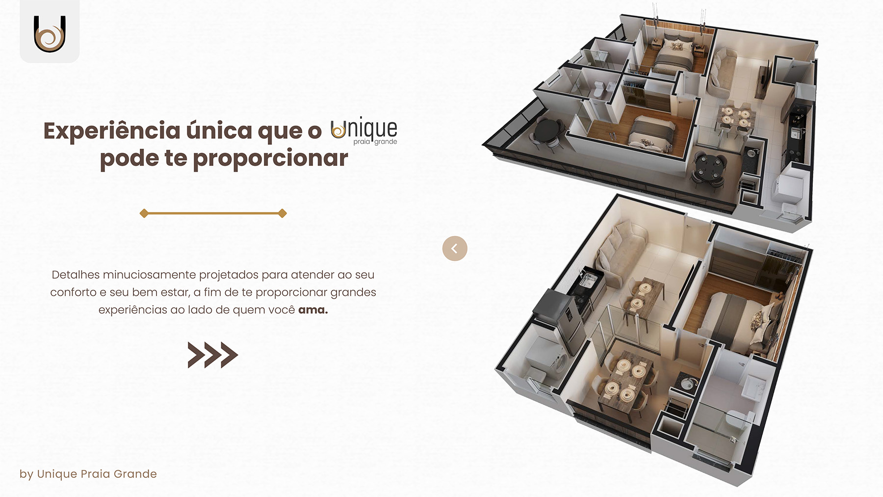 Perspectiva dos apartamentos - apartamento na planta - Unique Praia Grande - Ubatuba