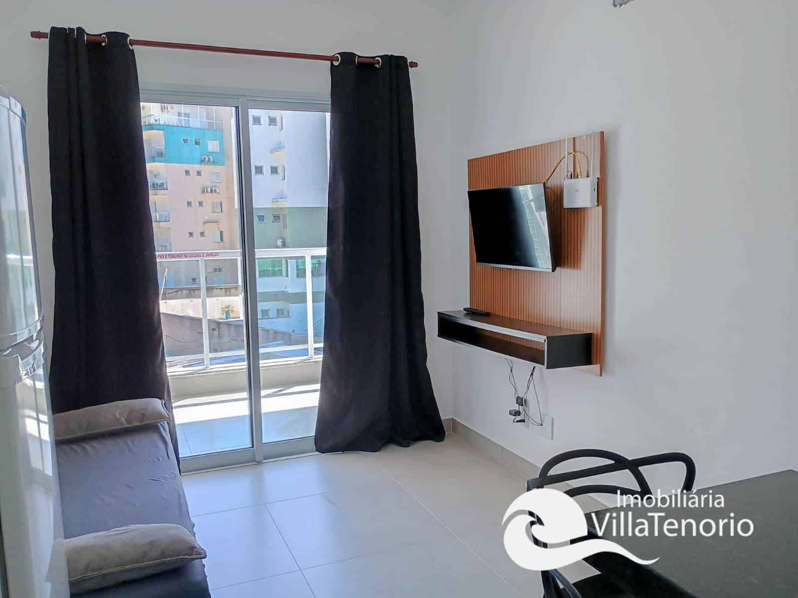 sala-APARTAMENTO PRAIA GRANDE 1 DORMITÓRIO MOBILIADO IMOBILIARIA VILLA TENÓRIO-8