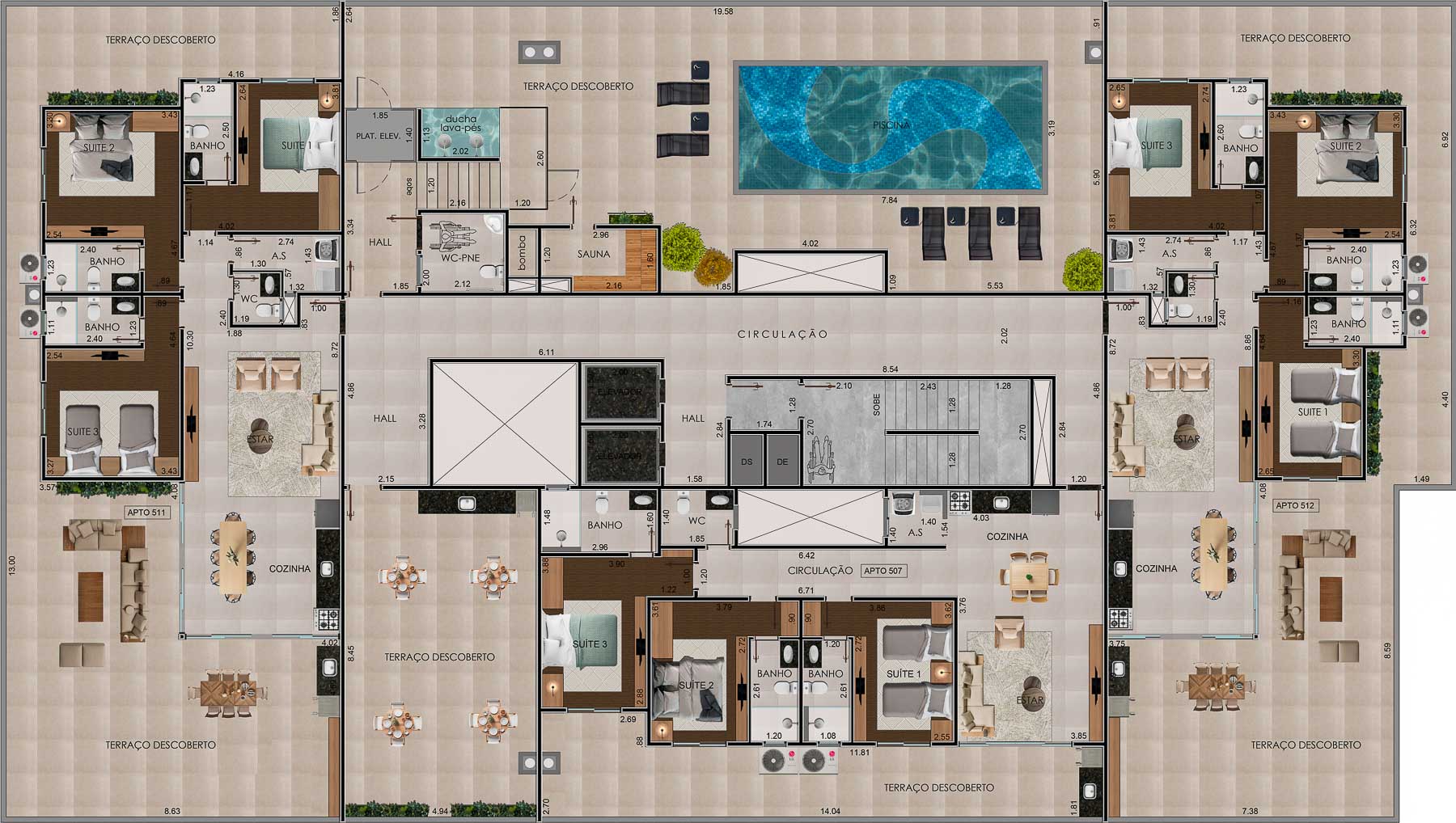 Área de Lazer Apartamento na Planta Edifício Residencial Yanis Praia do Tenorio em Ubatuba-10