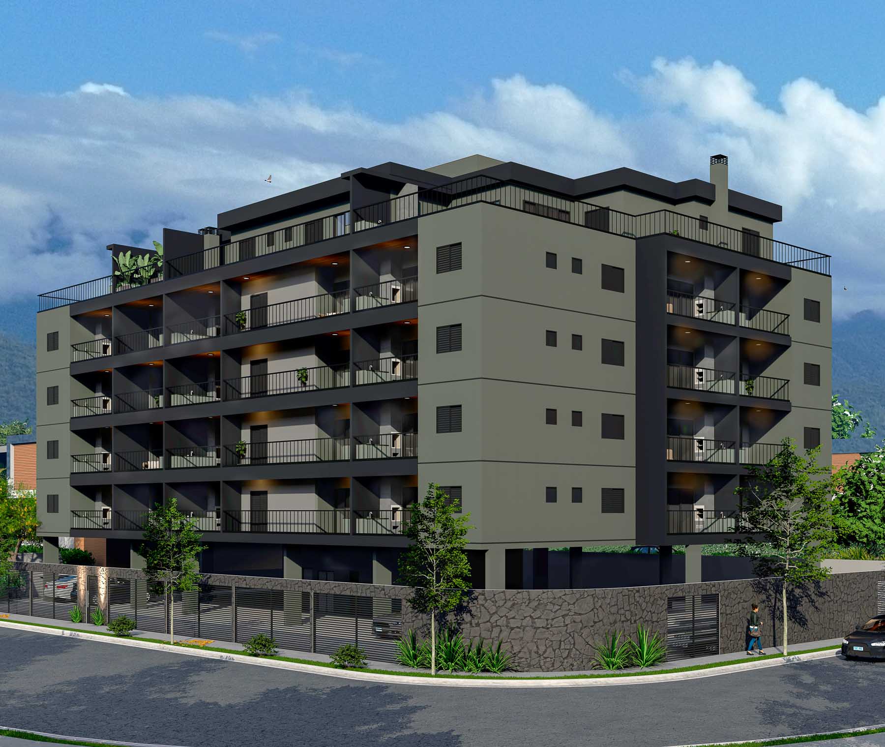 Fachada do Apartamento na Planta Edifício Residencial Yanis Praia do Tenorio em Ubatuba-18