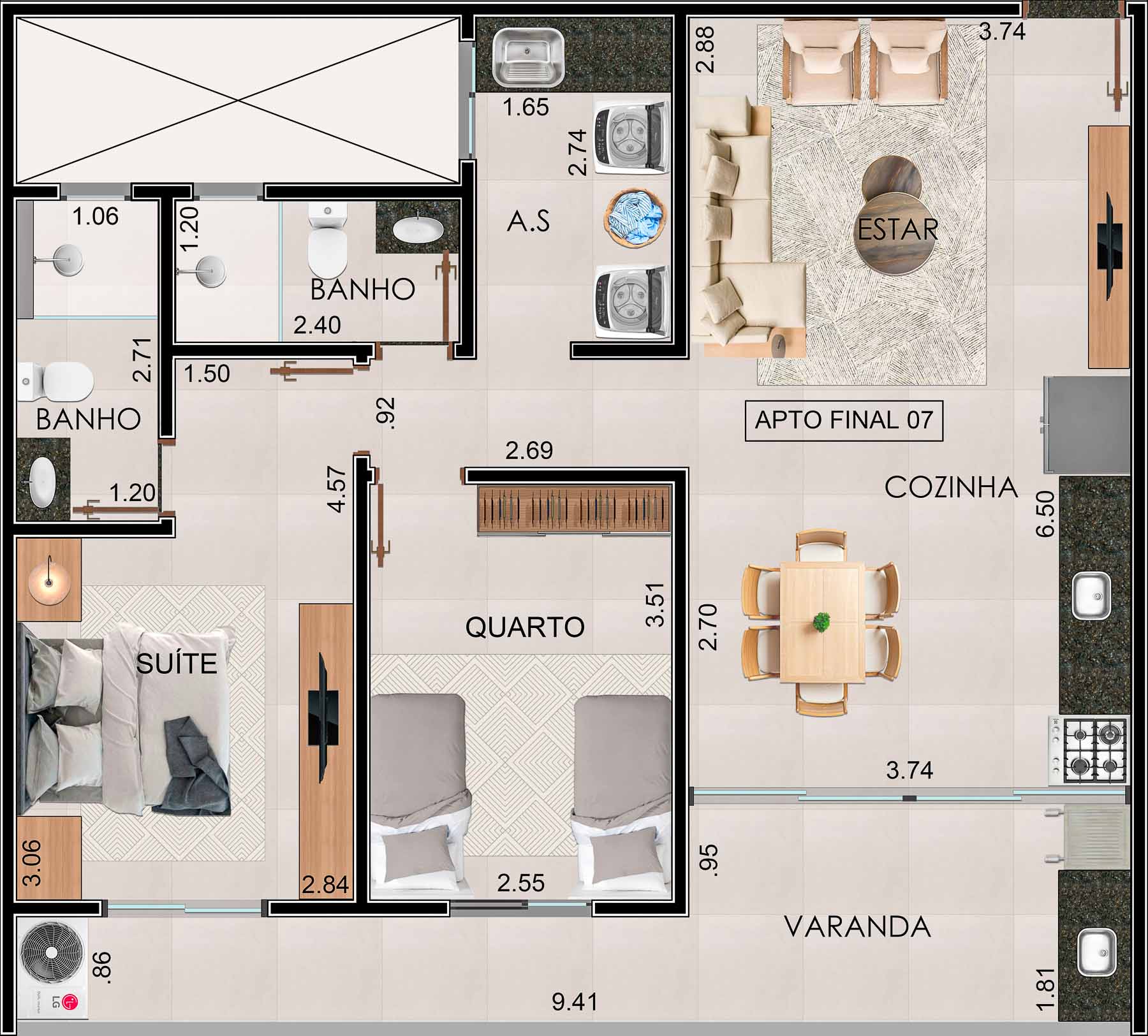 Planta - Apartamento na Planta Edifício Residencial Yanis Praia do Tenorio em Ubatuba-9