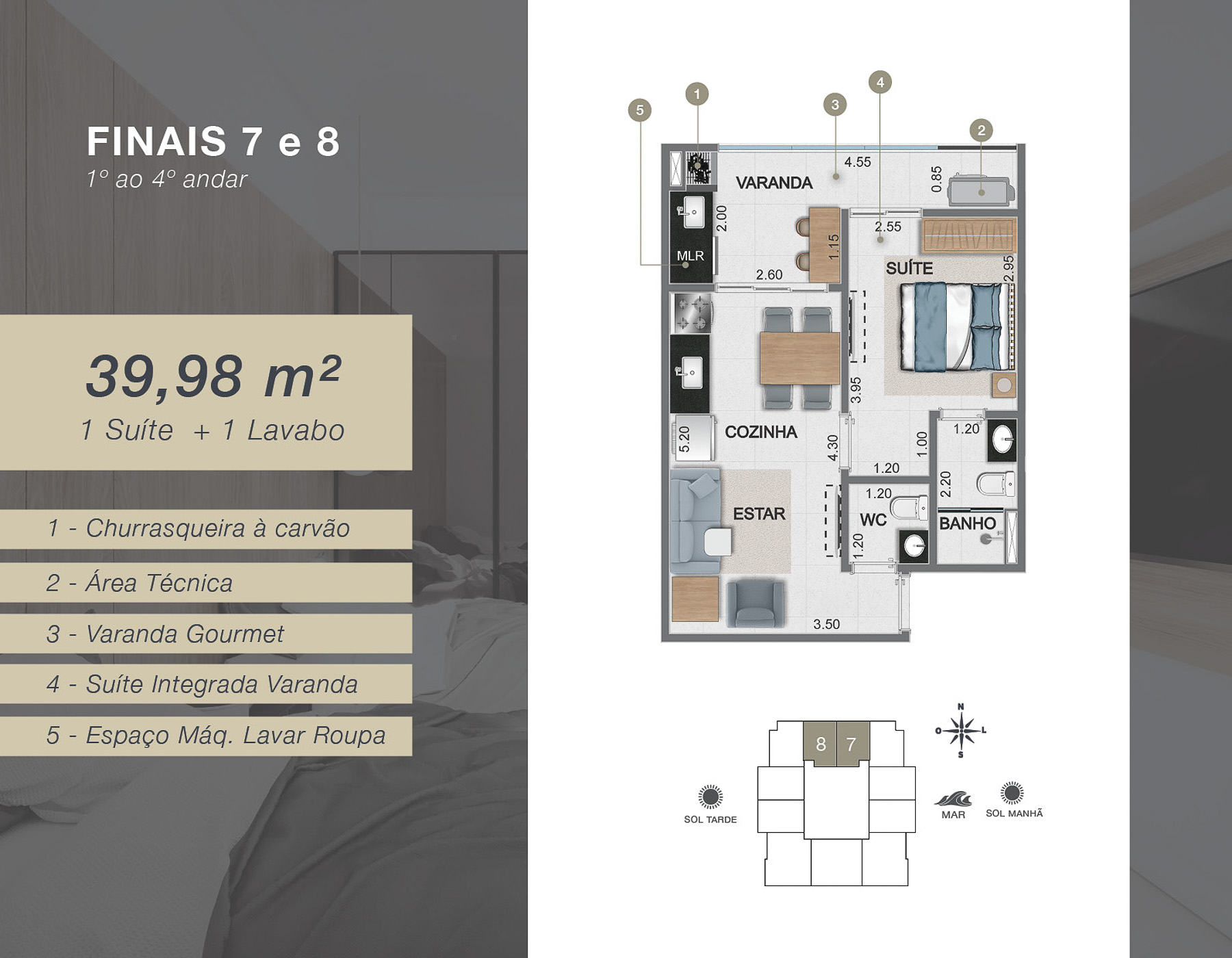 Empreendimento Alpha Living - Planta de 39,98 m2 - Apartamento na Planta localizado na Praia das Toninhas em Ubatuba-10