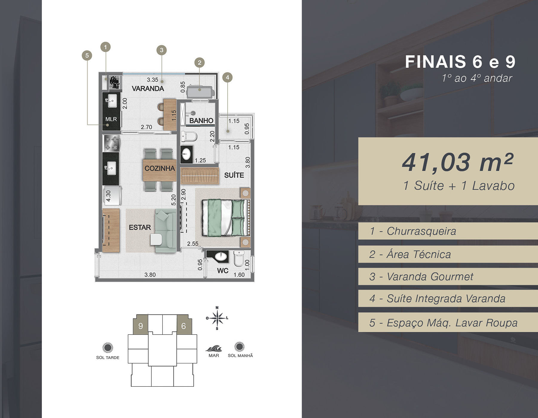 Empreendimento Alpha Living - Planta 41,03 m2 - Apartamento na Planta localizado na Praia das Toninhas em Ubatuba-11