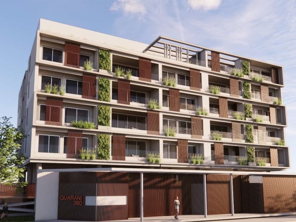 Fachada do apartamento na planta Guarani 360 na praia do Itaguá em Ubatuba