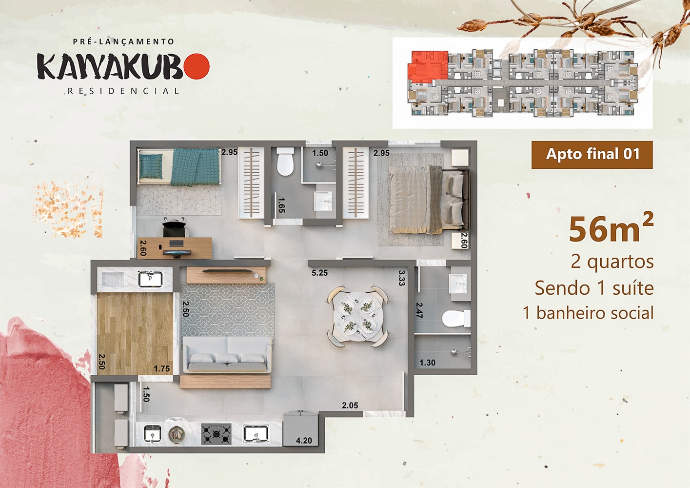 Planta do Apartamento na Planta Kawakubo Residencial - Praia Grande em Ubatuba - Apresentado pela Imobiliária Villa Tenório - especialista em apartamentos na planta em Ubatuba-19