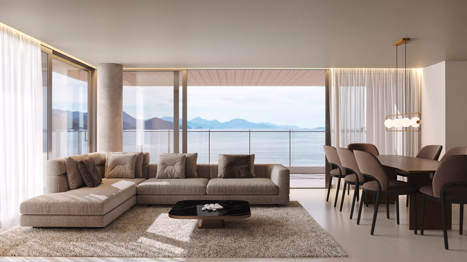 Living_Apartamento na Planta Frente Mar - Miami Residence - Praia do Itagua em Ubatuba - Apresentado pela Imobiliária Villa Tenório - especialista em apartamentos na planta em Ubatuba