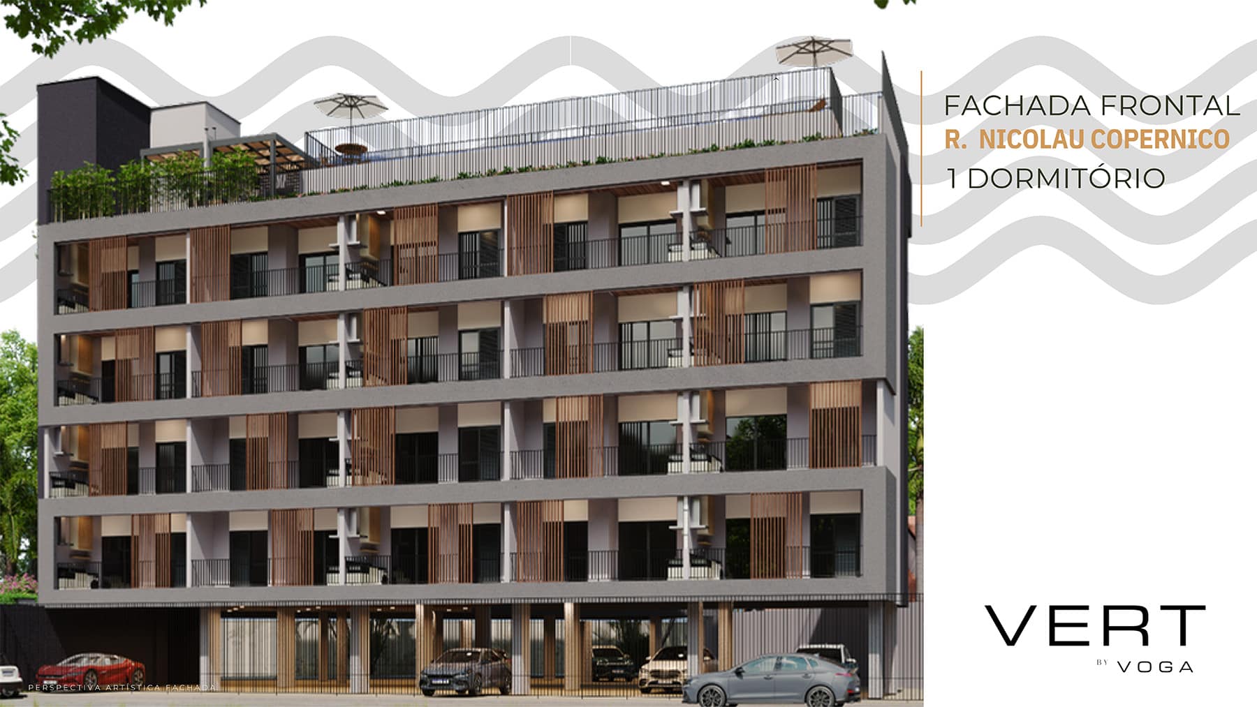 Fachada Frontal 1 dormitorio - Vert empreendimento - Localização Pereque Açu em Ubatuba 2026