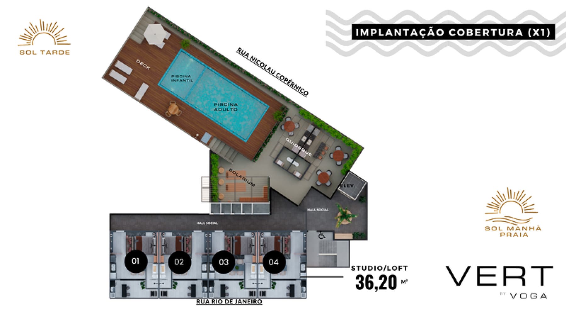 Implantação Studios Coberturas - Vert empreendimento - Localização Pereque Açu em Ubatuba 2026
