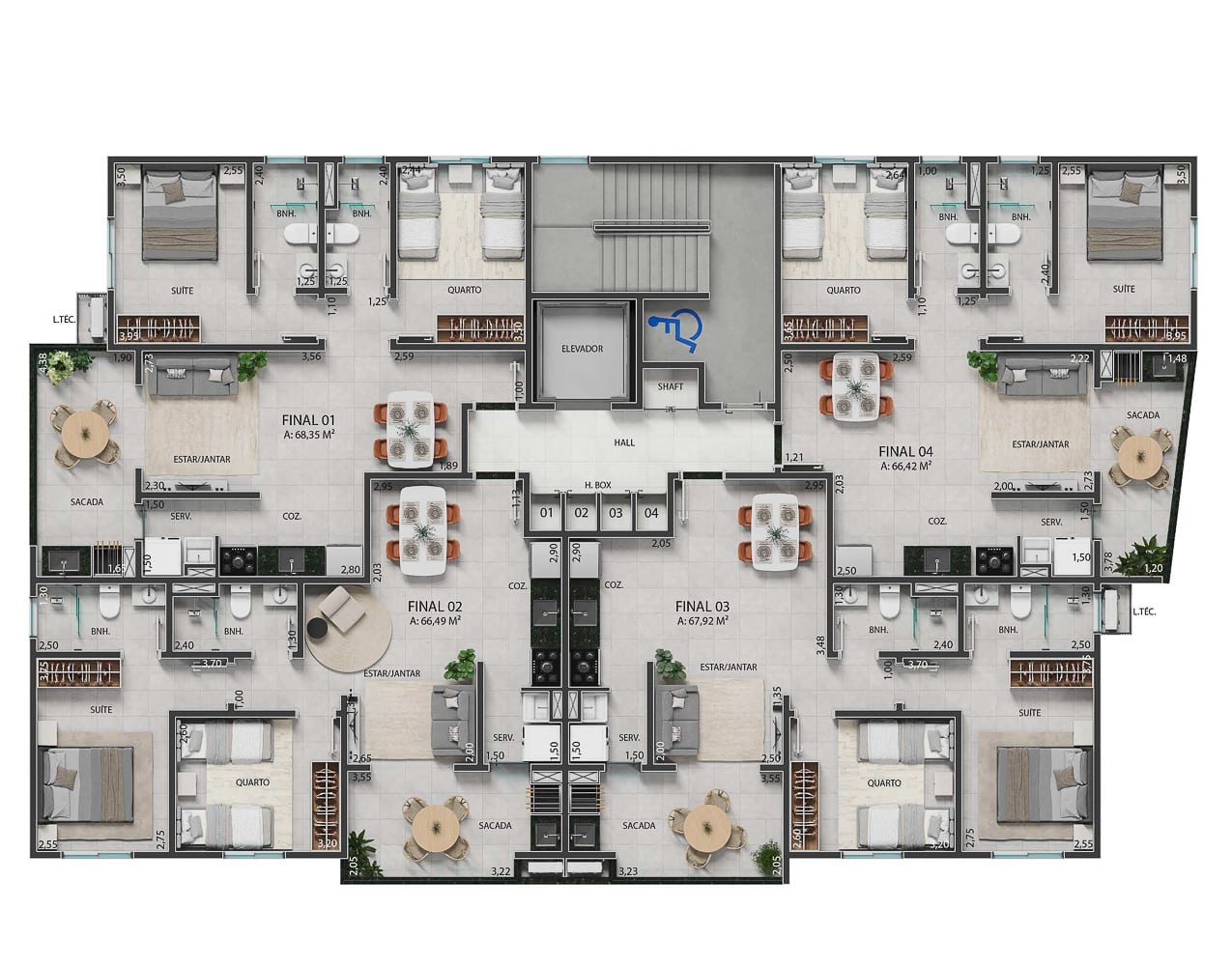 Planta do Apartamento - Residencial Renoir – Miríade Construtora-Lançamento no Itaguá, Ubatuba - Preço Fechado-12