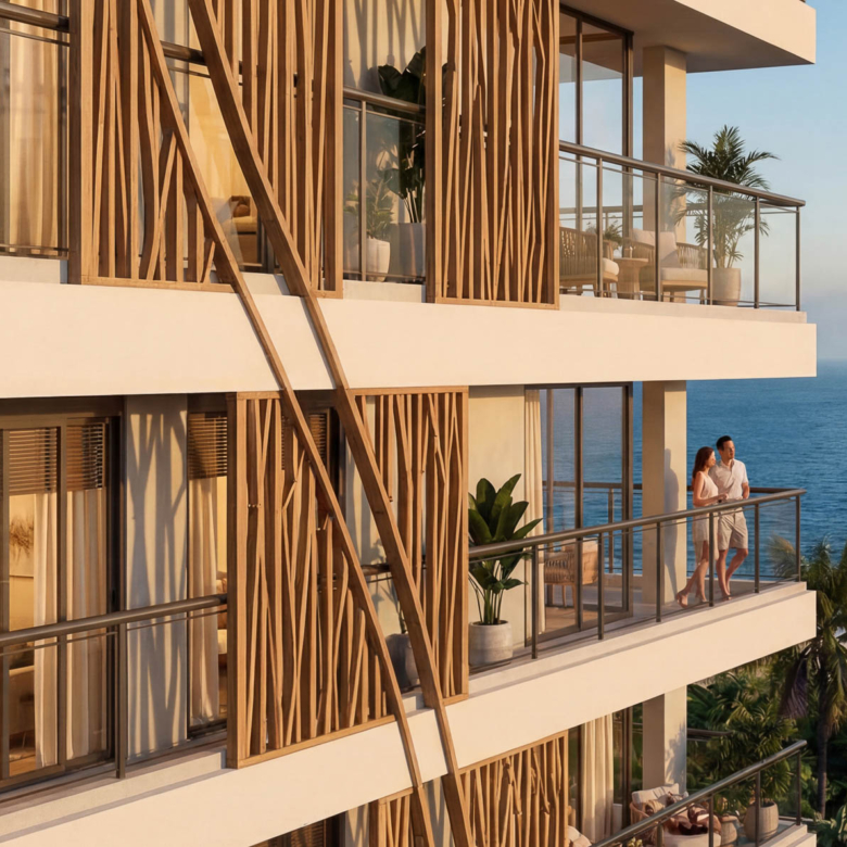 Fachada - Apartamento na Planta em Ubatuba - Enseada Bay (beira mar) localizado na Praia da Enseada em Ubatuba, litoral norte de Sao Paulo.-3