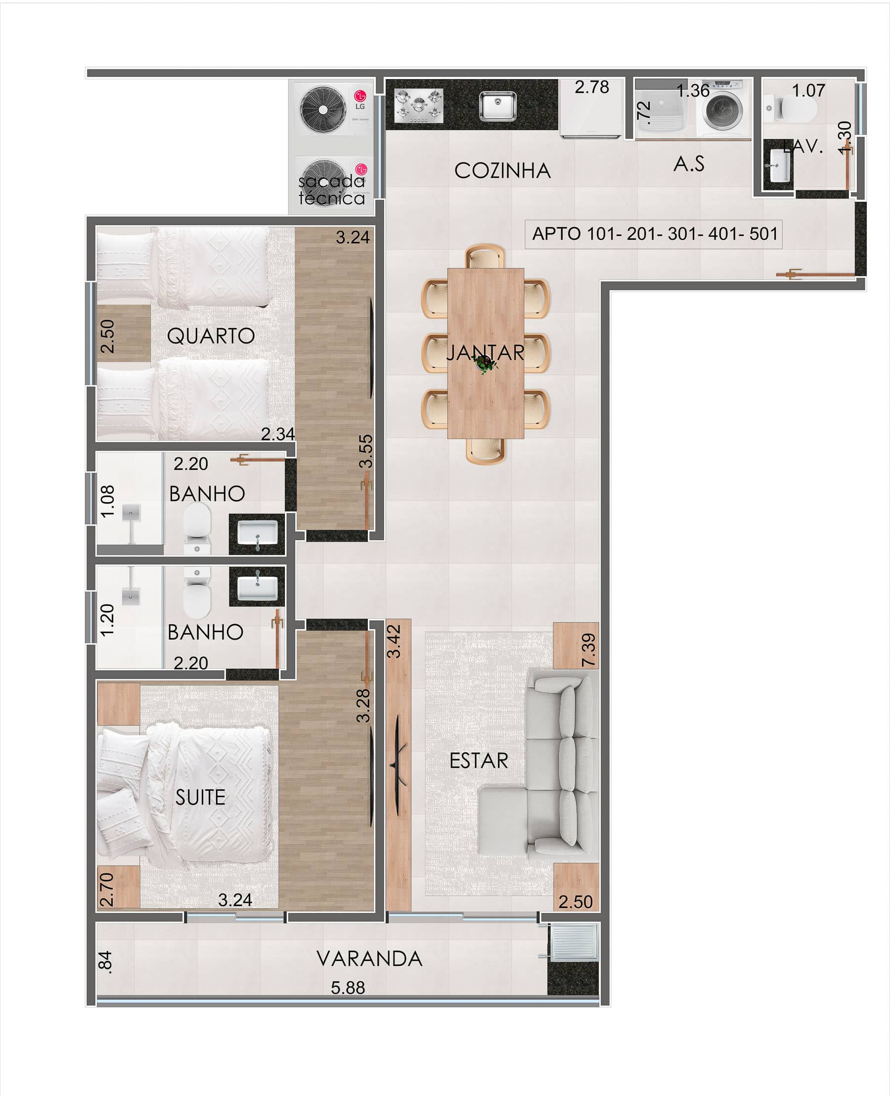 Planta - Apartamento na Planta em Ubatuba - Kadosh Residence localizado na Praia Grande-21