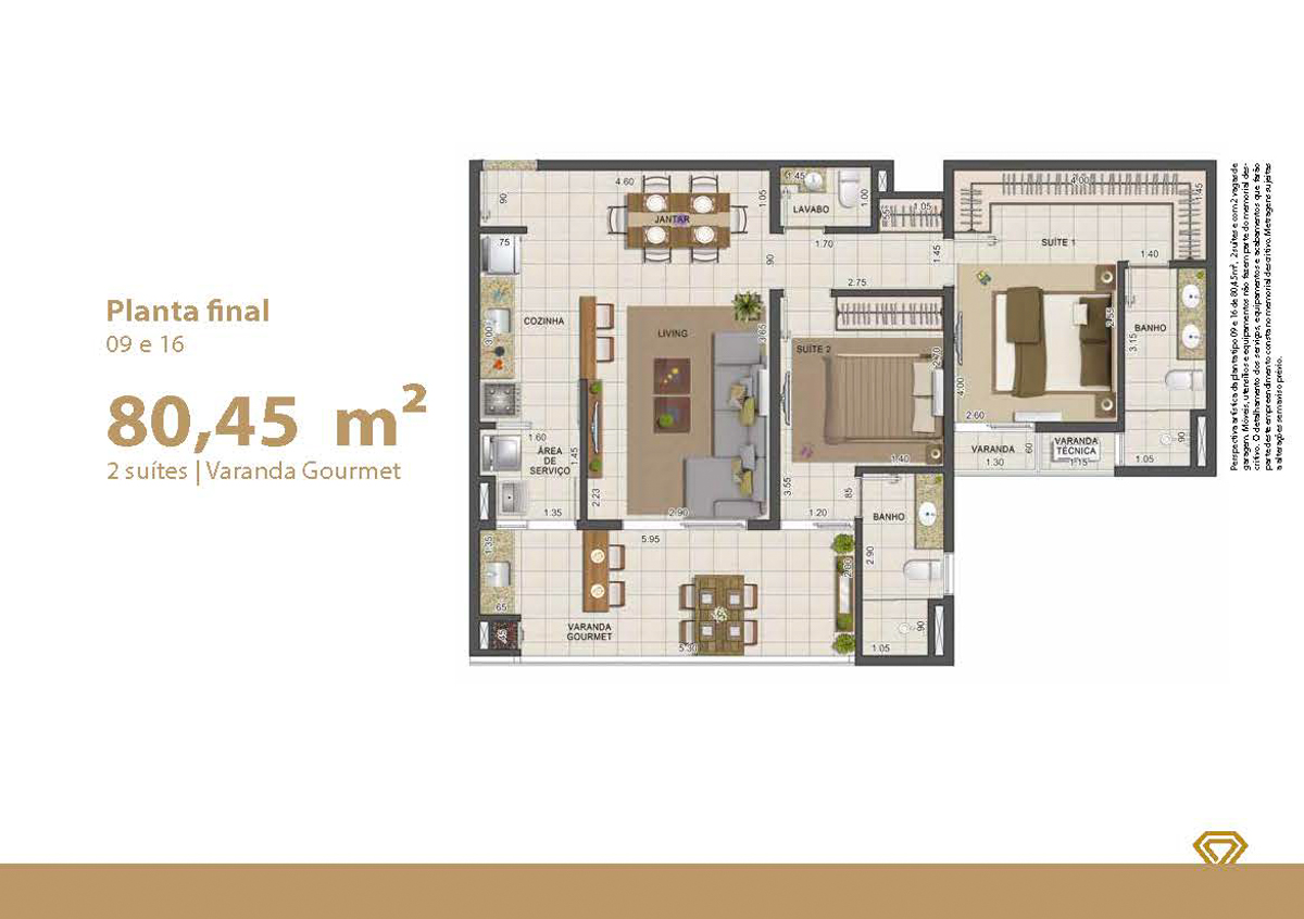 Planta - Diamond Residencial - apartamentos na planta em Ubatuba - Praia das Toninhas - alto padrão - Imobiliária Villa Tenório-8