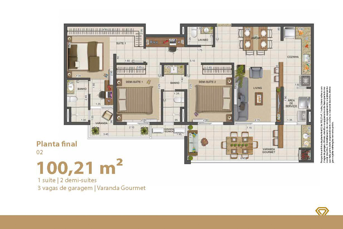 Planta - Diamond Residencial - apartamentos na planta em Ubatuba - Praia das Toninhas - alto padrão - Imobiliária Villa Tenório-9